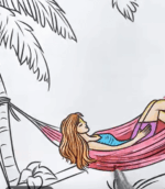 Relaxing Girl In Hammock Under Palm Trees Printable Coloring Page How to Video