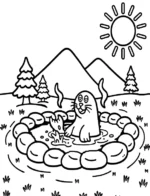 Relaxing Hot Spring Seal Coloring Page By Mindset Flow