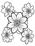 Ring of Stylized Lily Flowers Coloring Page