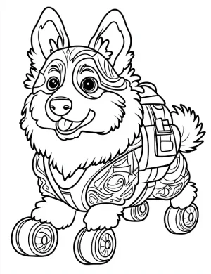 Rolling Dog Mandala with Wheels Coloring Page by Mindset Flow
