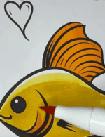 Romantic Betta Fish with Hearts Valentine Coloring Page How To Video