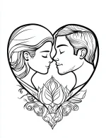 Romantic Couple in Heart with Love Mandala Coloring Page by Mindset Flow