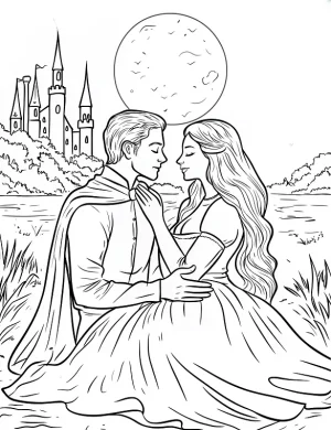 Romantic Vampire Couple Halloween Coloring Page by Mindset Flow