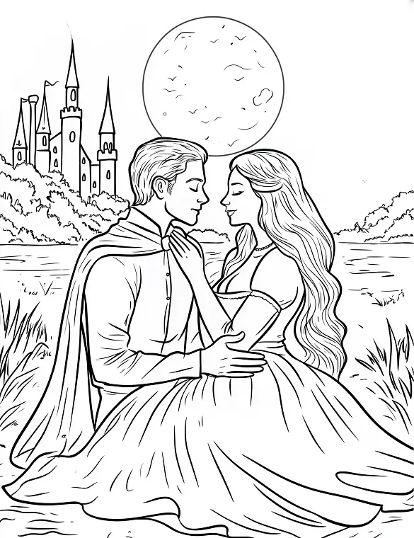 Romantic Vampire Couple Halloween Coloring Page by Mindset Flow