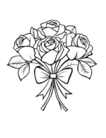 Rose Bouquet With Bow Adult Flower Coloring Page By Mindset Flow