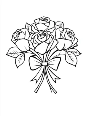 Rose Bouquet With Bow Adult Flower Coloring Page By Mindset Flow