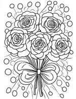 Rose Bouquet With Bow And Berries Coloring Page by Mindset Flow