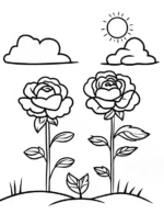 Rose Garden Scene Printable Coloring Page