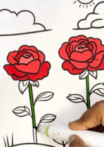 Rose Garden Scene Printable Coloring Page How to Video