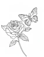 Rose and Butterflies Printable Coloring Page