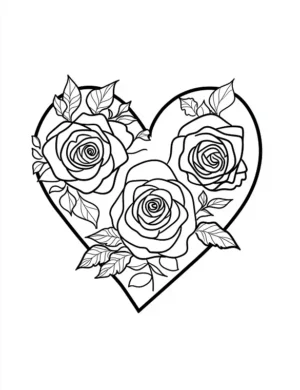 Roses and Heart Garland Flower Coloring Page By Mindset Flow