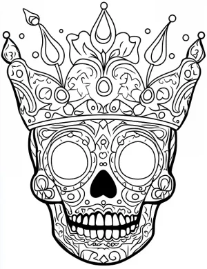 Royal Crown Sugar Skull Adult Coloring Page By Mindset Flow