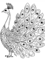Royal Peacock Mandala with Decorative Feather Plumes Coloring Page by Mindset Flow