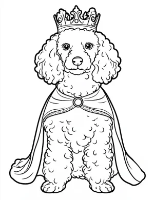 Royal Poodle in Crown Halloween Coloring Page By Mindset Flow