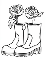Rubber Boots with Blooming Roses Coloring Page