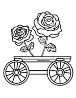 Rustic Wagon With Roses Flower Coloring Page By Mindset Flow