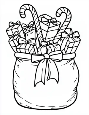 Sack of Christmas Presents Coloring Page for Festive Cheer By Mindset Flow