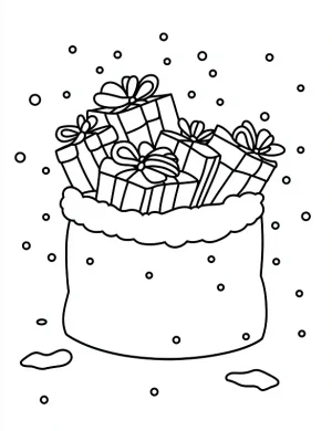 Sack of Presents with Snowflakes Christmas Coloring Page By Mindset Flow