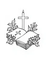 Sacred Bible With Cross Candle Christmas Coloring Page By Mindset Flow