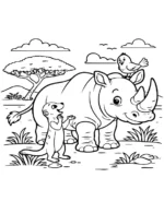 Safari Rhino Friends Coloring Page By Mindset Flow