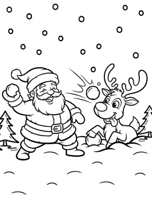 Santa Claus And His Reindeer Christmas Coloring Pages By Mindset Flow