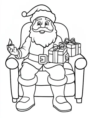Santa Claus Coloring Page Printable Holiday Gifts Line Art By Mindset Flow