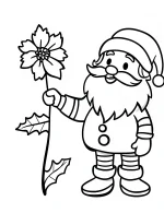 Santa Claus Holding a Flower Coloring Page