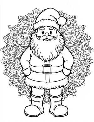 Santa Claus Mandala Christmas Coloring Page for Relaxation By Mindset Flow