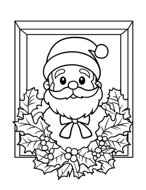 Santa Claus Wreath Christmas Coloring By Mindset Flow