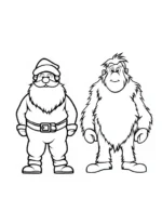Santa Claus and Abominable Snowman Christmas Coloring Page By Mindset Flow