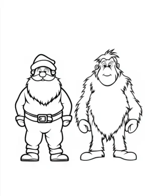 Santa Claus and Abominable Snowman Christmas Coloring Page By Mindset Flow