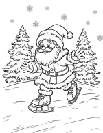 Santa Claus in a Snowy Forest with Christmas Trees Coloring Page By Mindset Flow