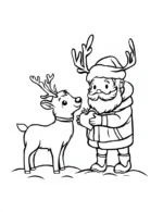 Santa Claus With Reindeer Coloring Page by Mindset Flow