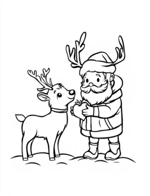 Santa Claus With Reindeer Coloring Page by Mindset Flow
