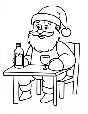 Santa Claus with Drink Christmas Coloring Page By Mindset Flow