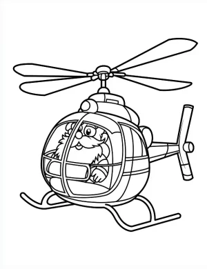 Santa Flying Helicopter Christmas Coloring Page by Mindset Flow