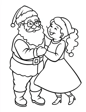 Santa & Mrs. Claus Dancing Christmas Coloring Page by Mindset Flow
