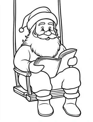 Santa Reading Book Christmas Coloring Page Holiday Theme By Mindset Flow