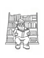 Santa Reading a Book in a Library Christmas Coloring Page By Mindset Flow