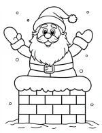 Santa Stuck in Chimney with Waving Hands Coloring Page by Mindset Flow
