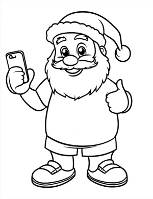 Santa Taking a Selfie Christmas Coloring Page by Mindset Flow