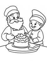 Santa and Friend Baking Cake Coloring Page by Mindset Flow
