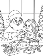 Santa and Girl Decorating Cookies Coloring Page By Mindset Flow