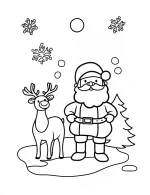 Santa and Reindeer in Snowy Wonderland Coloring Page by Mindset Flow