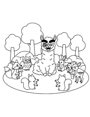 Sassy Alpaca Forest Circle Coloring Page By Mindset Flow