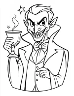 Scary Vampire Holding a Glass of Blood Halloween Coloring Page by Mindset Flow