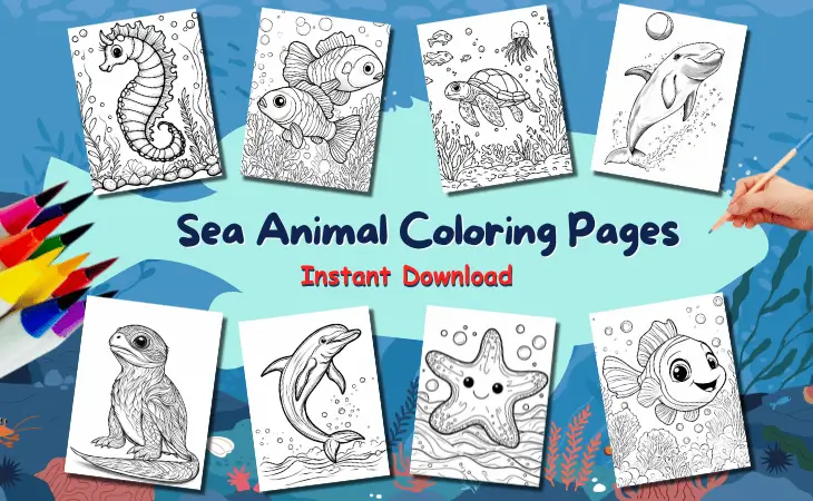 Sea Animal Coloring Pages by Mindset Flow