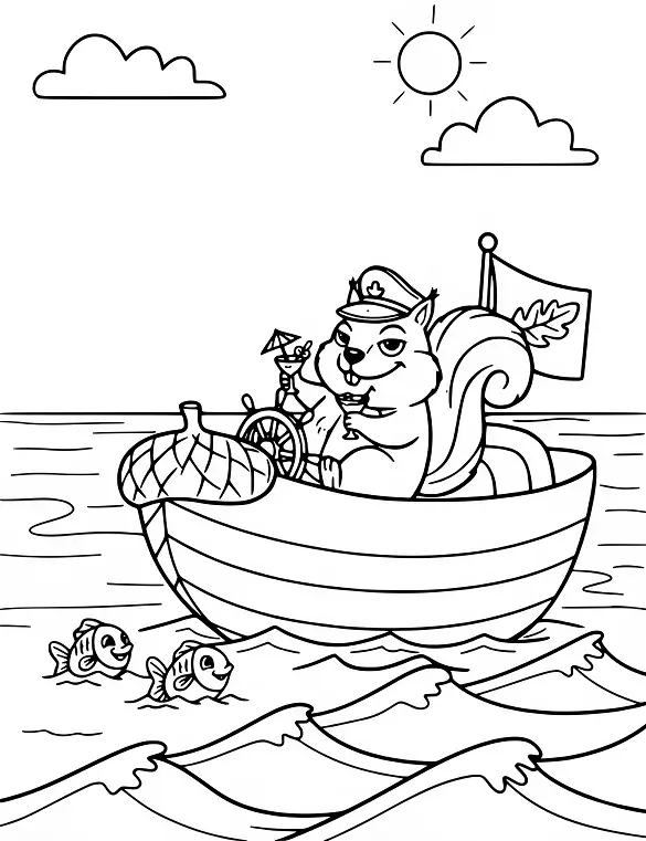 Seafaring Squirrel Captain on Yacht Coloring Page By Mindset Flow Seafaring Squirrel Captain on Yacht Coloring Page By Mindset Flow