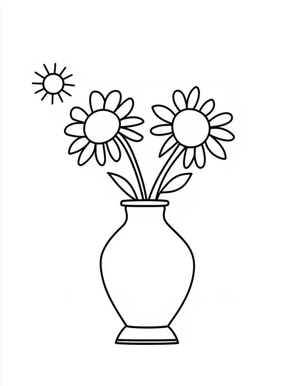 Seasonal Blossoms Vase Flower Coloring Page