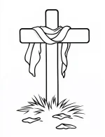 Serene Cross With Draped Fabric Christmas Coloring Page By Mindset Flow